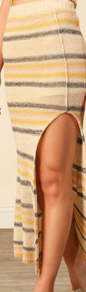 New- Striped Knit Sweater Skirt - Picture 3 of 7